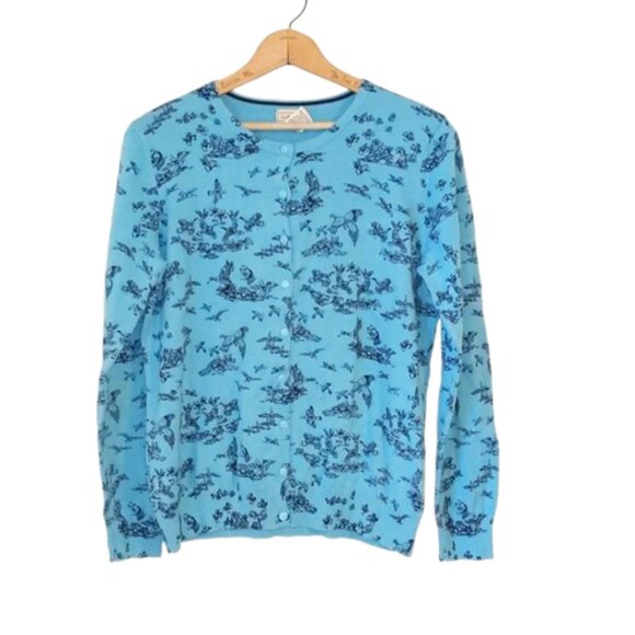 L.L. Bean Sweaters - LLBean Women's Size XL Reg 100% Cotton Duck Print Button Front Cardigan Sweater